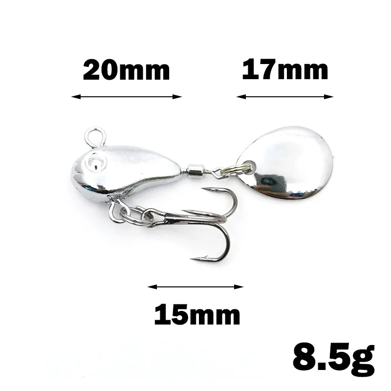 OUTKIT-Mini VIB de Metal con cuchara, señuelo de pesca de 8,5g, aparejos de pesca en hielo para invierno, Pin Crankbait, Spinner de vibración, cebo