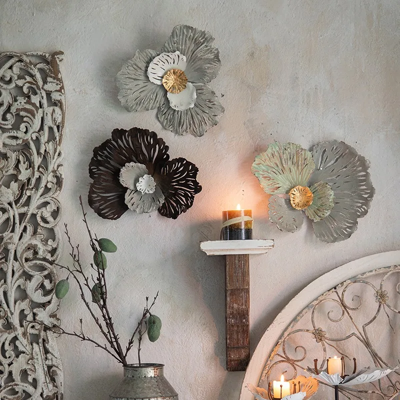 Nordic handmade metal artificial flower retro home decoration wall art home decoration accessories