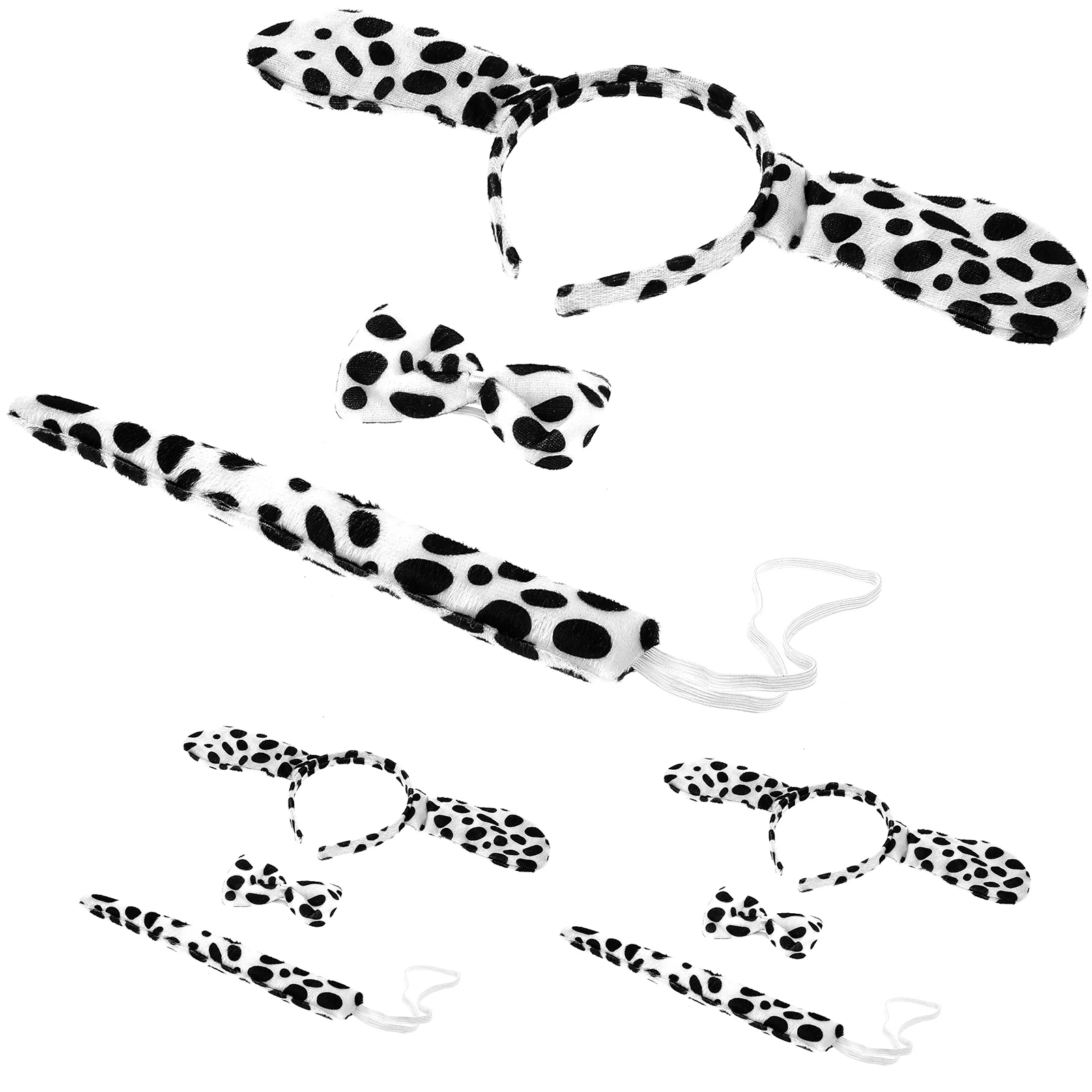 3 Sets Dog Headbands Brown Velvet Animals Bow Tie Puppy Ears Costume Accessories