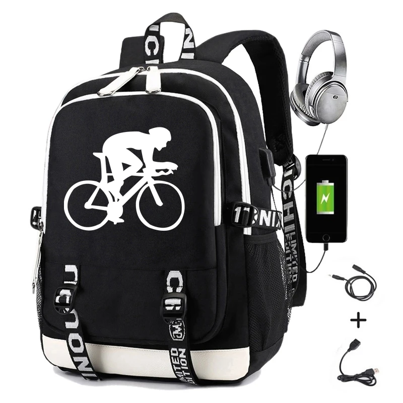 

Road Bike Backpack for Men Students Bookbag Kids School Bags Print Sport Women Back Pack Functional Laptop Backpacks