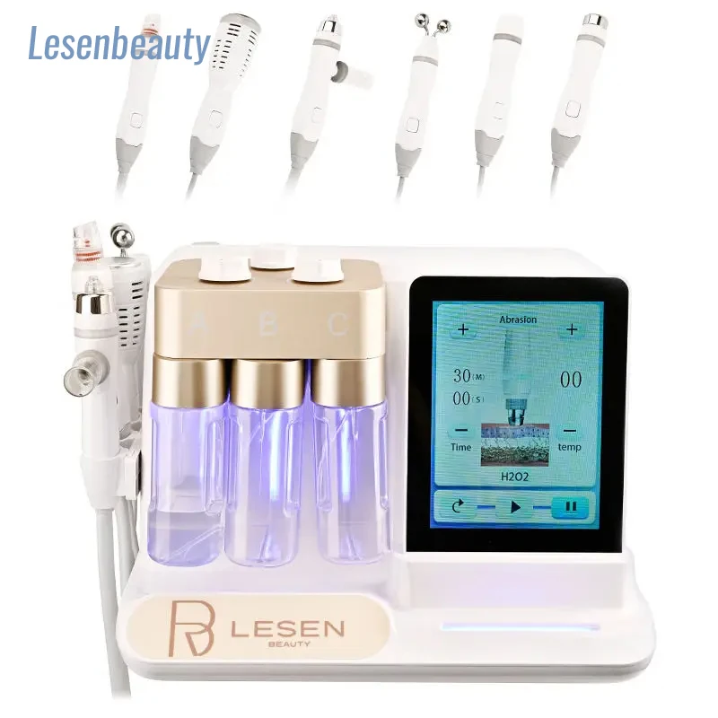 Neueste 6 IN 1 Hydra Dermabrasion Gesichtsmaschine Professionelle Maschine Hidrifting Peeling Hydrofacial Maschine LESEN Schönheit EU-Stecker