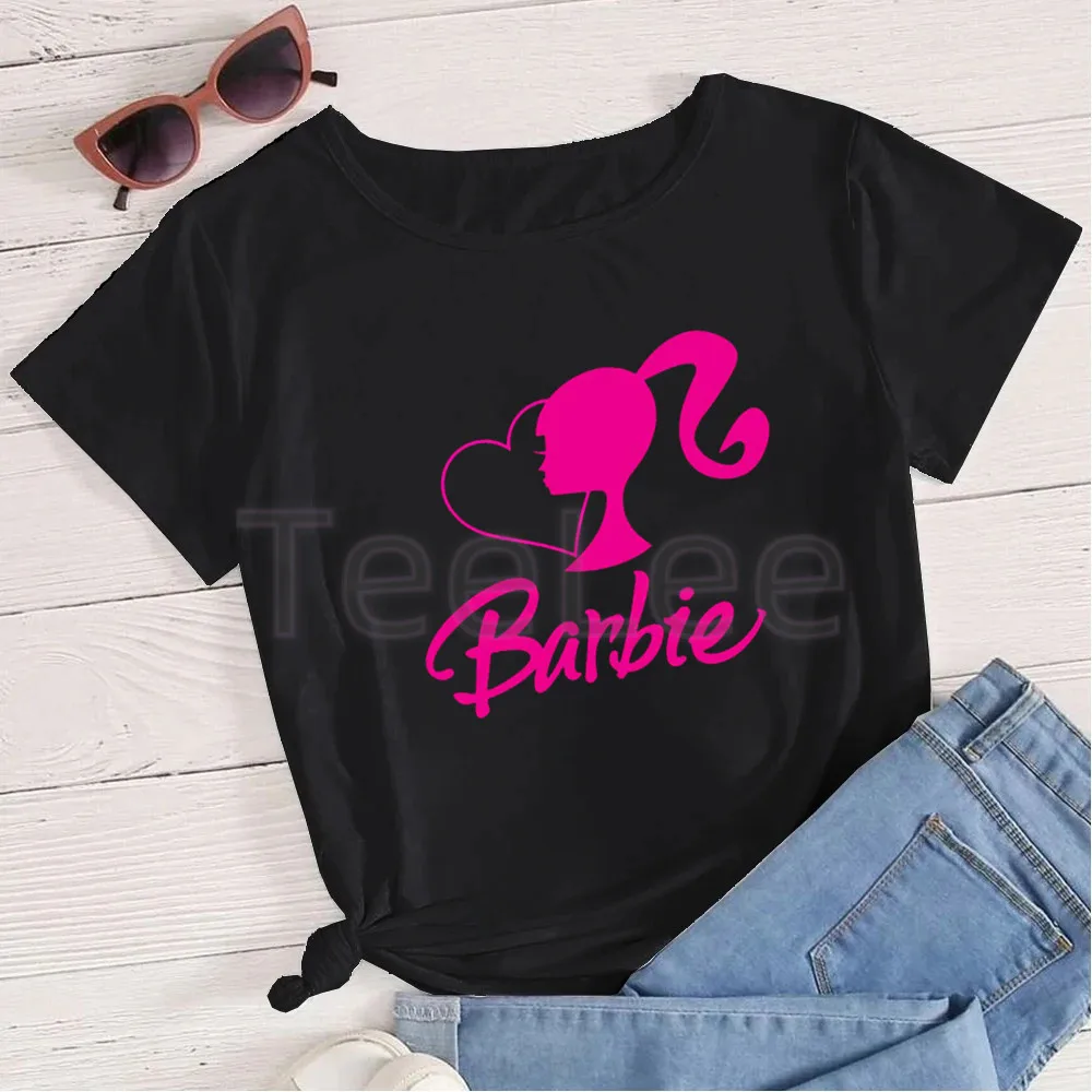 Barbie camiseta feminina gráfica preta camisetas femininas streetwear harajuku grunge camisetas femininas harajuku t camisa topos roupas