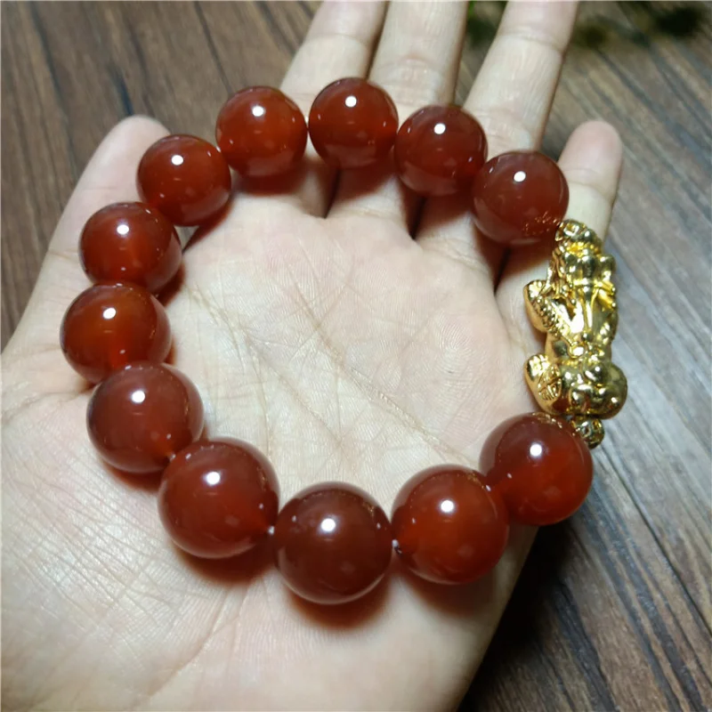 Supply Red Agate round Beads Alluvial Gold Pi Xiu Bracelet Vintage Ethnic Bracelet Wholesale