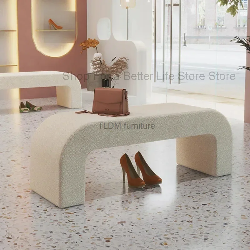 

Nordic Entrance Shoe Changing Stools Modern Home Furniture Simple Bed End Ottoman cashmere Bench Living Room Sofa Stools B