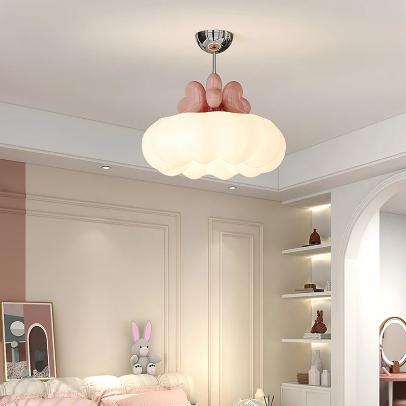 Romantic Princess Room Ceiling Lamps Pink Love Cloud Lamp Bauhaus Cream Style Children's Room Nursery Girl Bedroom Ceiling Light