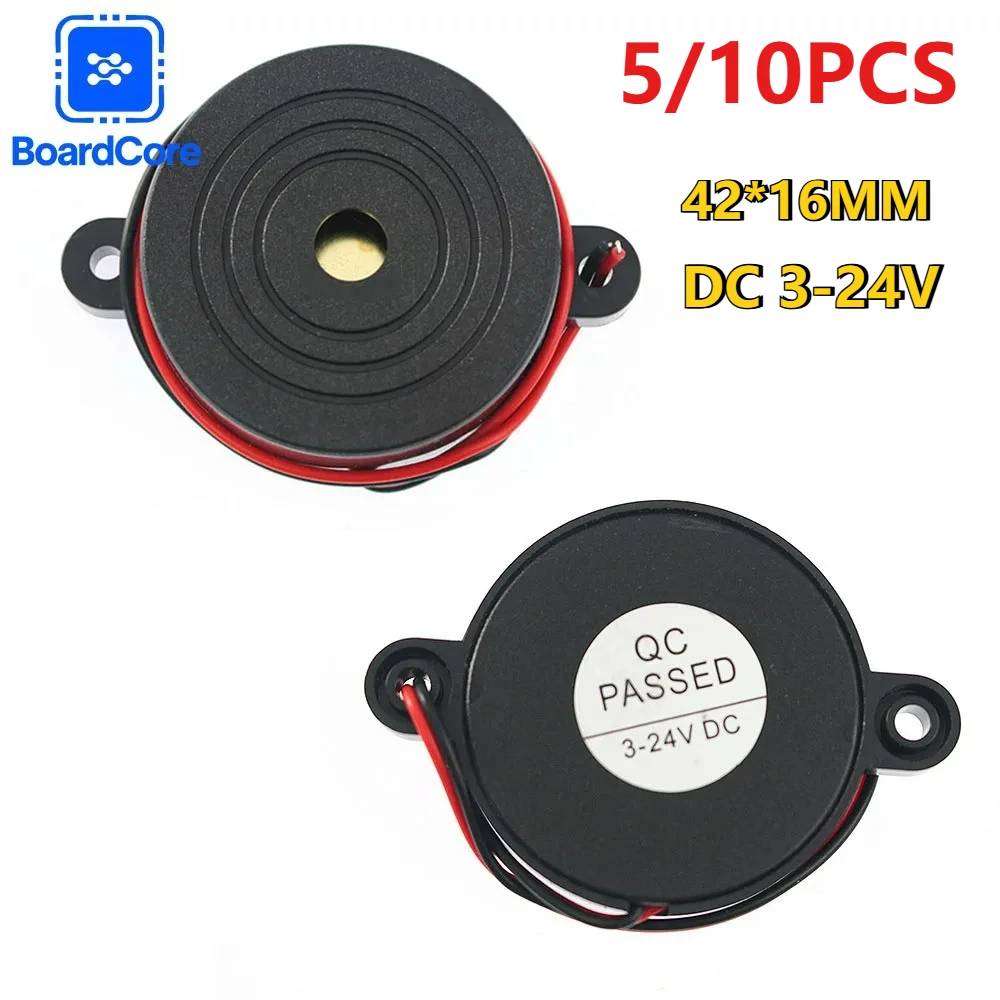 5/10PCS Active Buzzer DC3-24V Long Continous Beep Tone Alarm Ringer 42*16MM High Decibel Mini Active Piezo Buzzers, for Arduino