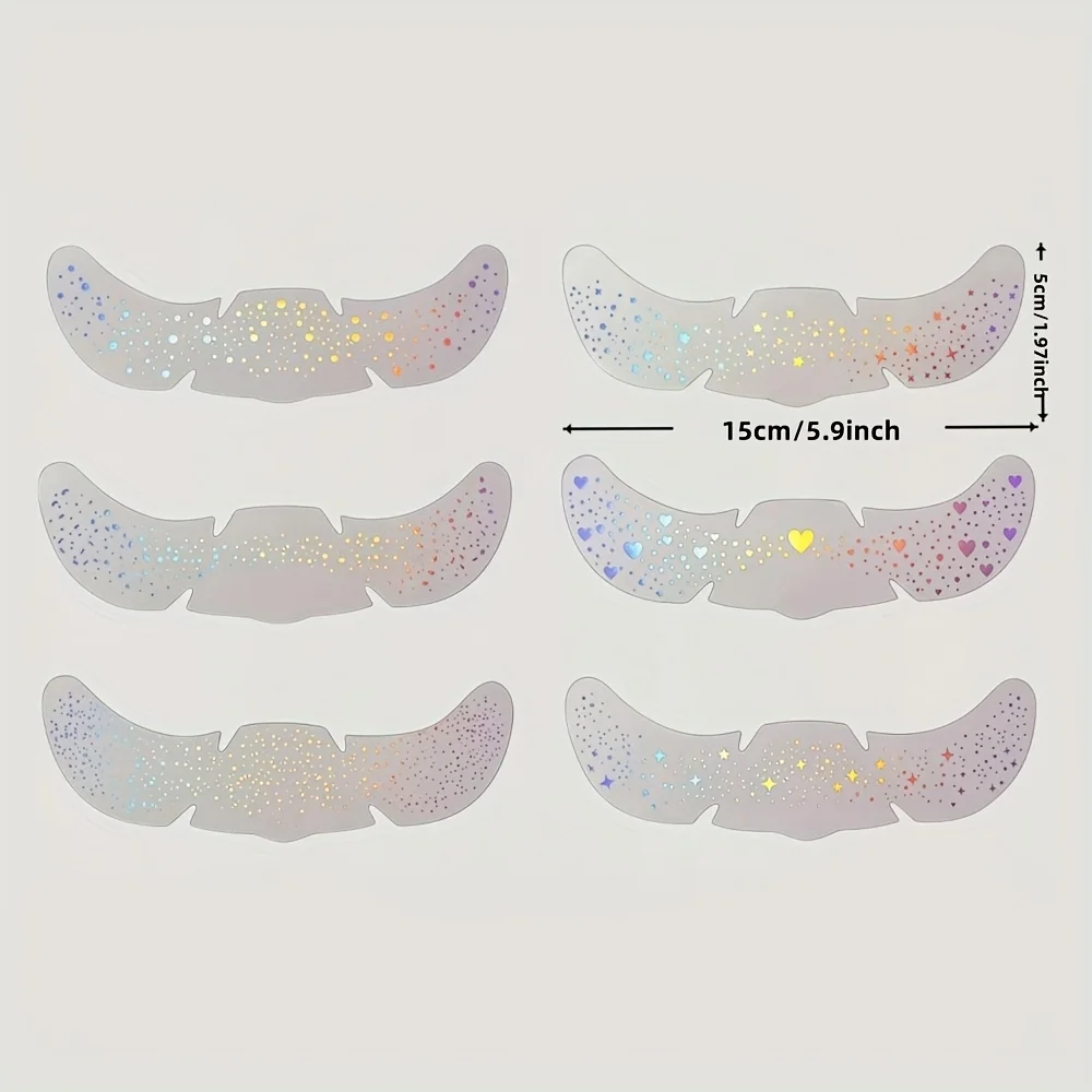 6 Sheets Glitter Freckles Holographic Stickers Heart Freckle Tattoos Glitter Stickers Waterproof Temp Tattoos