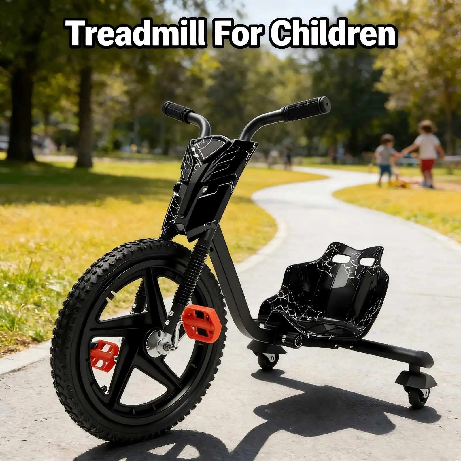 Caminadora Infantil con Diseño de Auto Deportivo Negro, Triciclo Caminador para Niños de 6 Años en Adelante