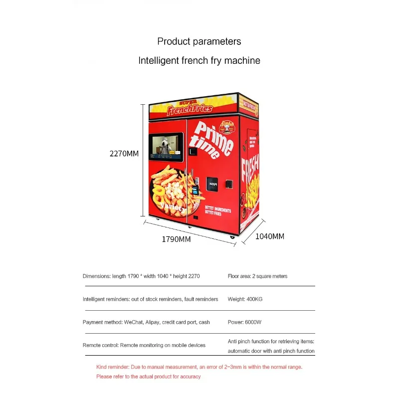 The best quality snacks French fries vending machine price 35 seconds small French fries vending machine outdoor