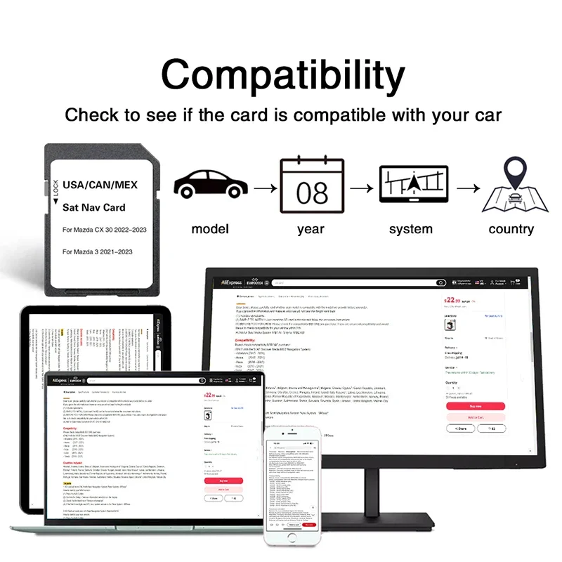 16GB GPS Update Software Garmin Navigation Map North America SD Card for Mazda 3 CX-30 Vehicle Sat Nav Update Memory Card