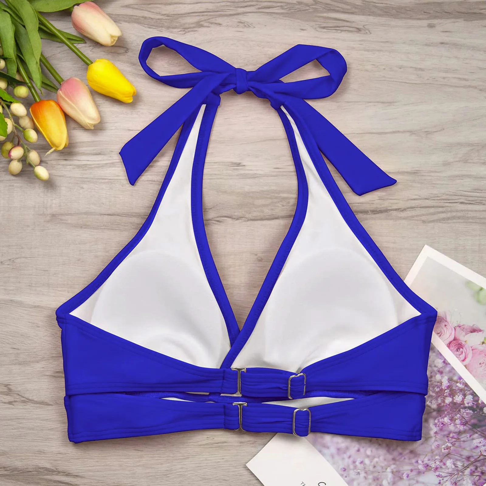 Damskie koronkowe stroje kąpielowe Topy Push Up Swim Crop Top Wiązanie na plecach Seksowny kostium kąpielowy z paskami na szyję Letnie stroje