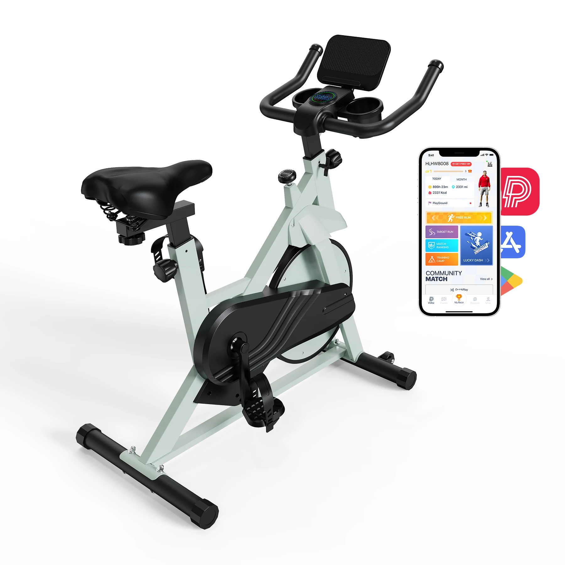 Superun Heimtrainer mit magnetischer Steuerung, großer Tablet-Halter, bequemer Sitz, Indoor-Radfahren, Cardio-Fitness-Fahrrad