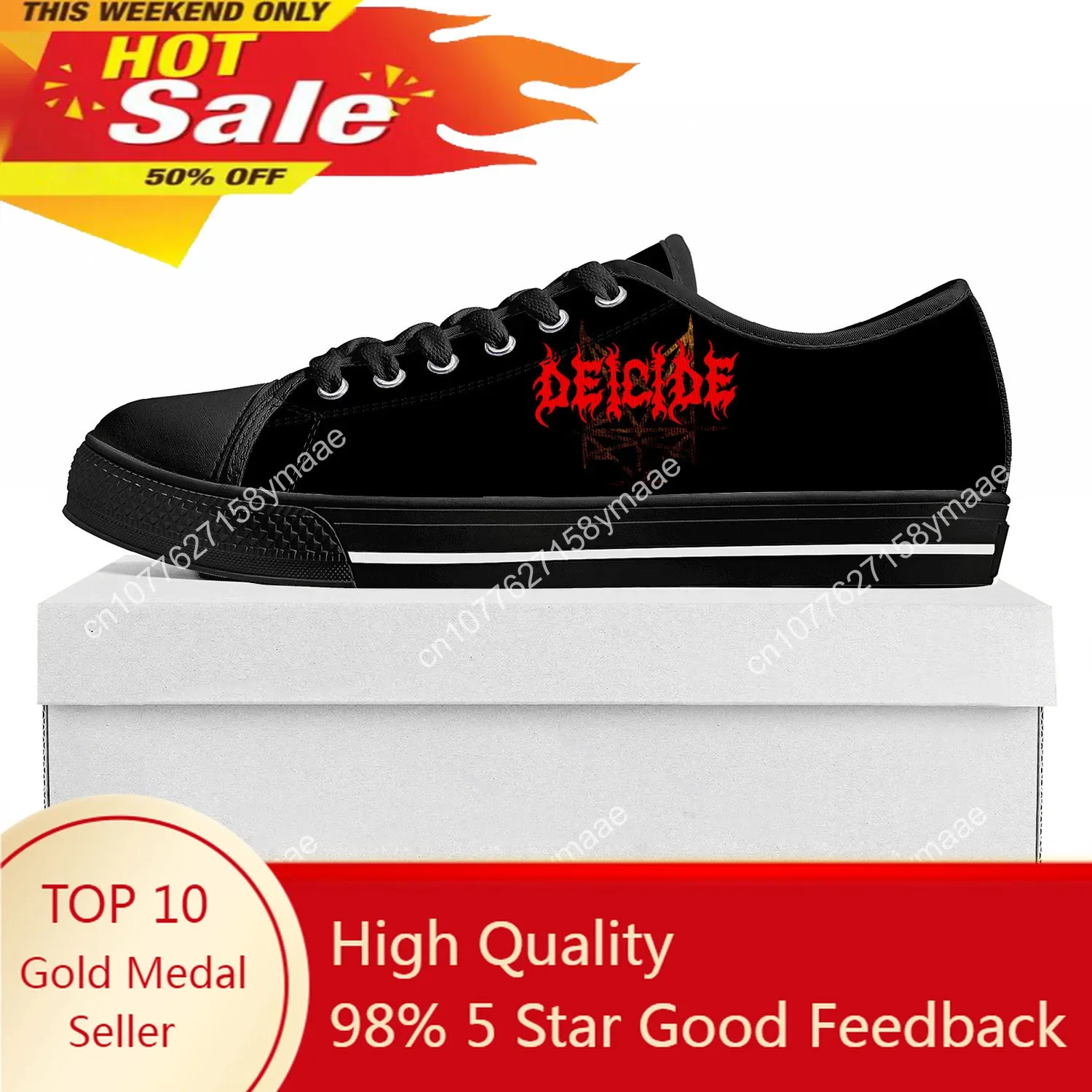 

Deicide Rock Band Low Top Sneakers Womens Mens Teenager High Quality Legion Sneaker Canvas Custom Made Shoes Customize Shoe