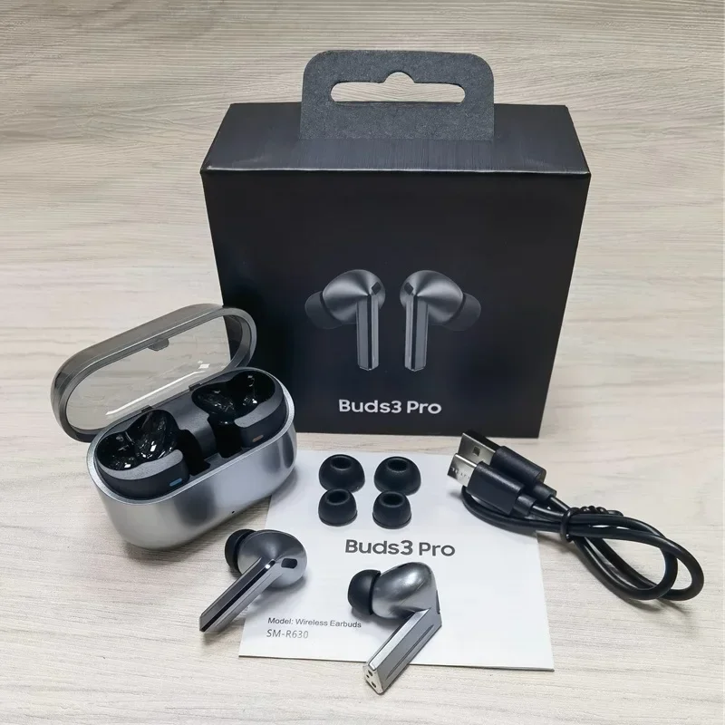 2025 سماعات أذن لاسلكية Galaxy Buds3 Pro، سماعات رأس هجينة ANC داخل الأذن، وقت تشغيل 25 ساعة، صوت هاي فاي لصالة الألعاب الرياضية/الجري