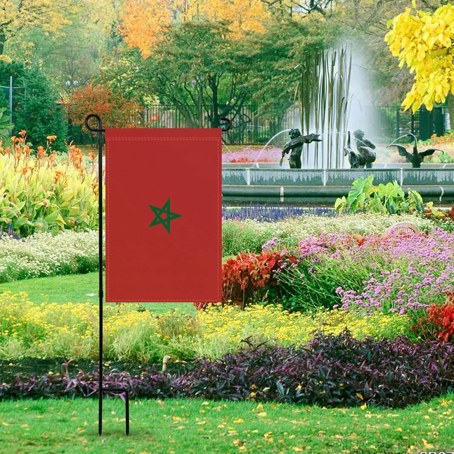Morocco Garden Flag 12x18 Inch Double Sided 3 Ply Morocco Flags with Vivid Color for Outside Courtyard Parade Lawn Decor, Na GGO