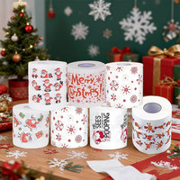 Christmas Toilet Paper Roll Home Santa Reindeer Pattern Napkins For Home Cafe Shop Restaurant Xmas Tissue Roll Holiday Designs
