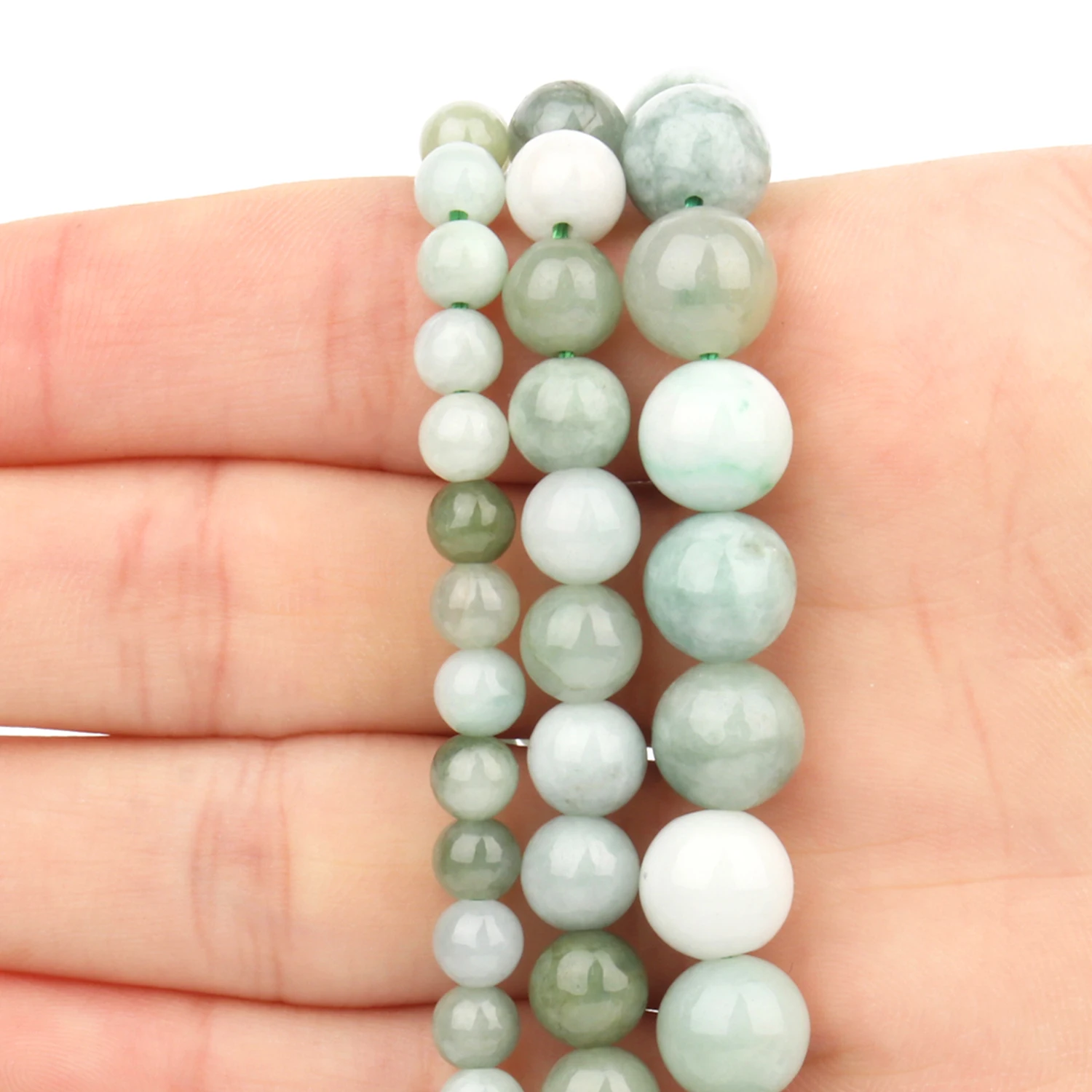 6/8/10mm High Quality Natural Stone Burmese Jade Beads Round Loose Spacer Beads for Jewelry Making DIY Charms Bracelets 7.5/15\'\'