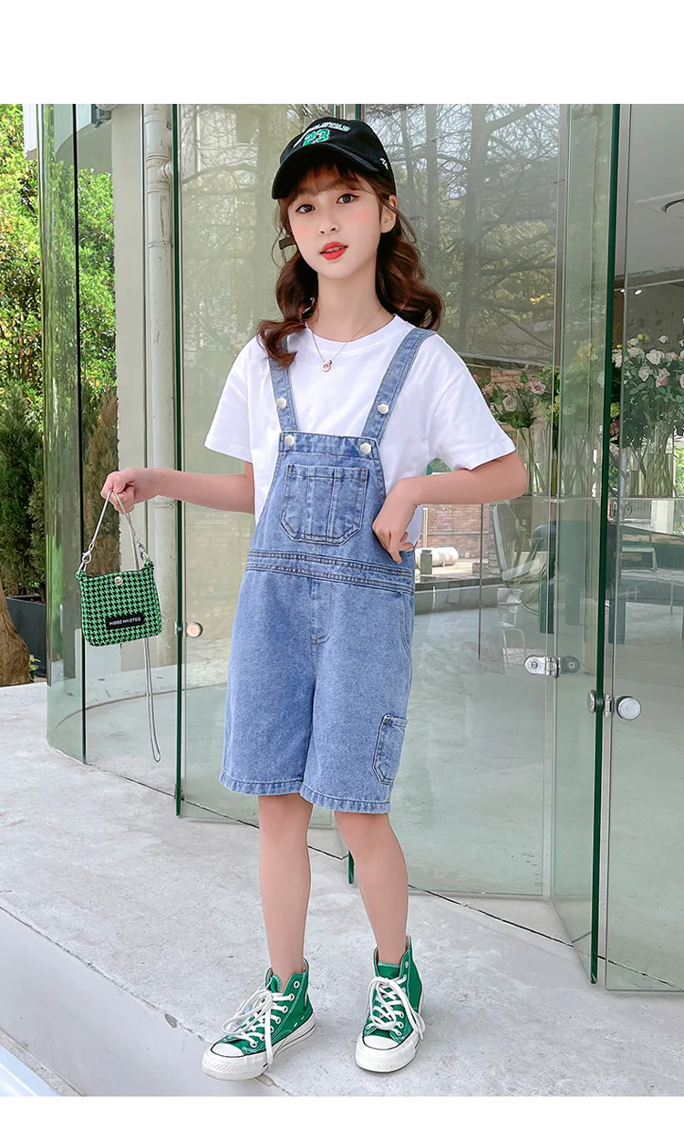 2026 Neue Baby-Trägerhose Overall Sommer Koreanische Version Schlanke Mädchen-Caprihose Kinder-Jumpsuit Denim-Shorts Verstellbare Sommerhose – Detail 6