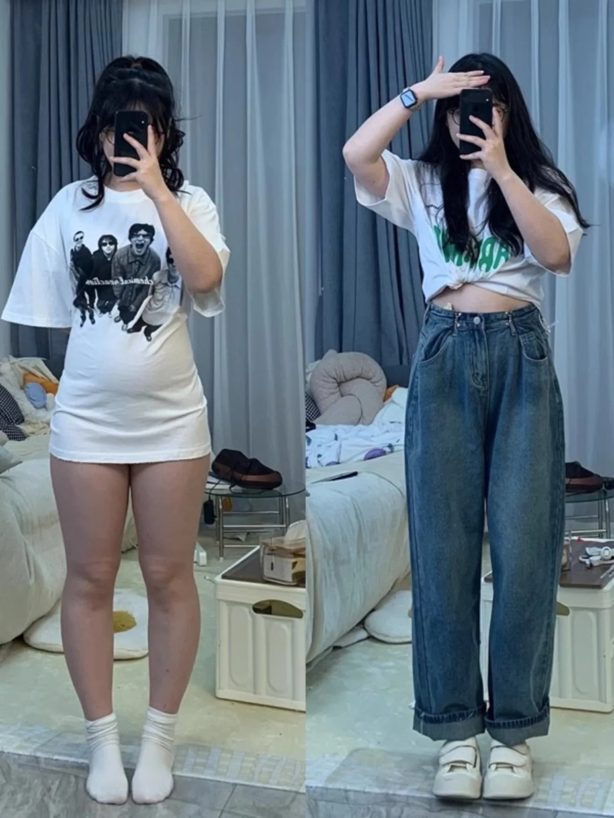 

High Waist Wide Leg Jeans Women Loose Fit Denim Pants Autumn Season Pear Shape plus Size Faded Blue Long Trousers
