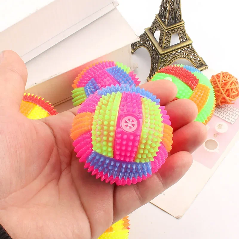 Pet Dog Toy Elastic Ball Glows Football Glitters Make Sounds The Pinching Is Called A Massage Ball Whistled Spiky Ball Dog Toys view 5