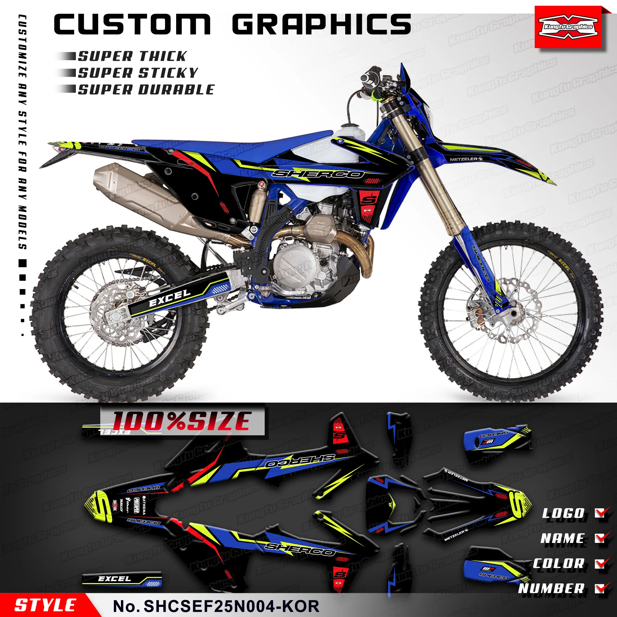 

KUNGFU GRAPHICS Stickers Wrap Sticker for 2025 Sherco SE 125 250 300 / SEF 250 300 450 500 Refurbish, SHCSEF25N004-KOR