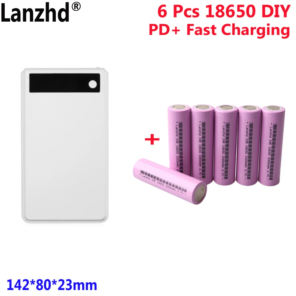 18650 Removable weld-free For mobile power sleeve charging bank housing battery box + 6pcs 3300mAh 18650 battery