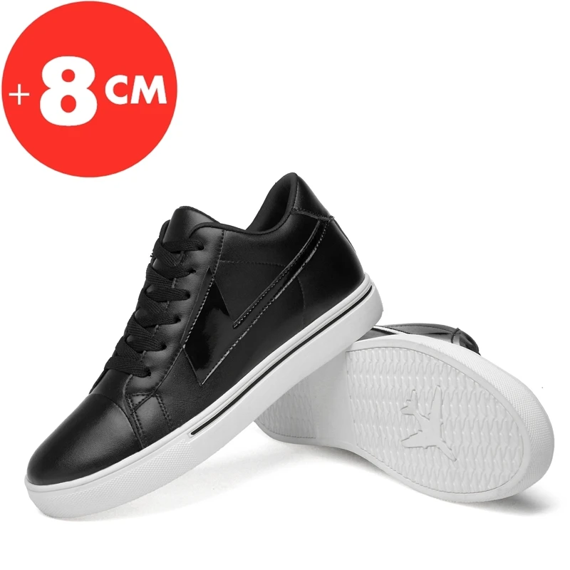 Zapatillas de deporte de cuero genuino para hombre, zapatos de elevación casuales, aumento de altura, plantilla de elevación de 8CM, deportes