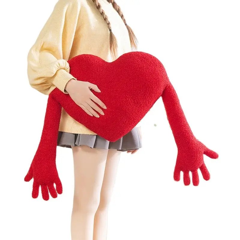 

Hot Sale 50x40cm Hug Heart Long Hands Pillow Plush Stuffed Decorative Colorful Love Cushion Thorw Valentine's Day Surprised Gift