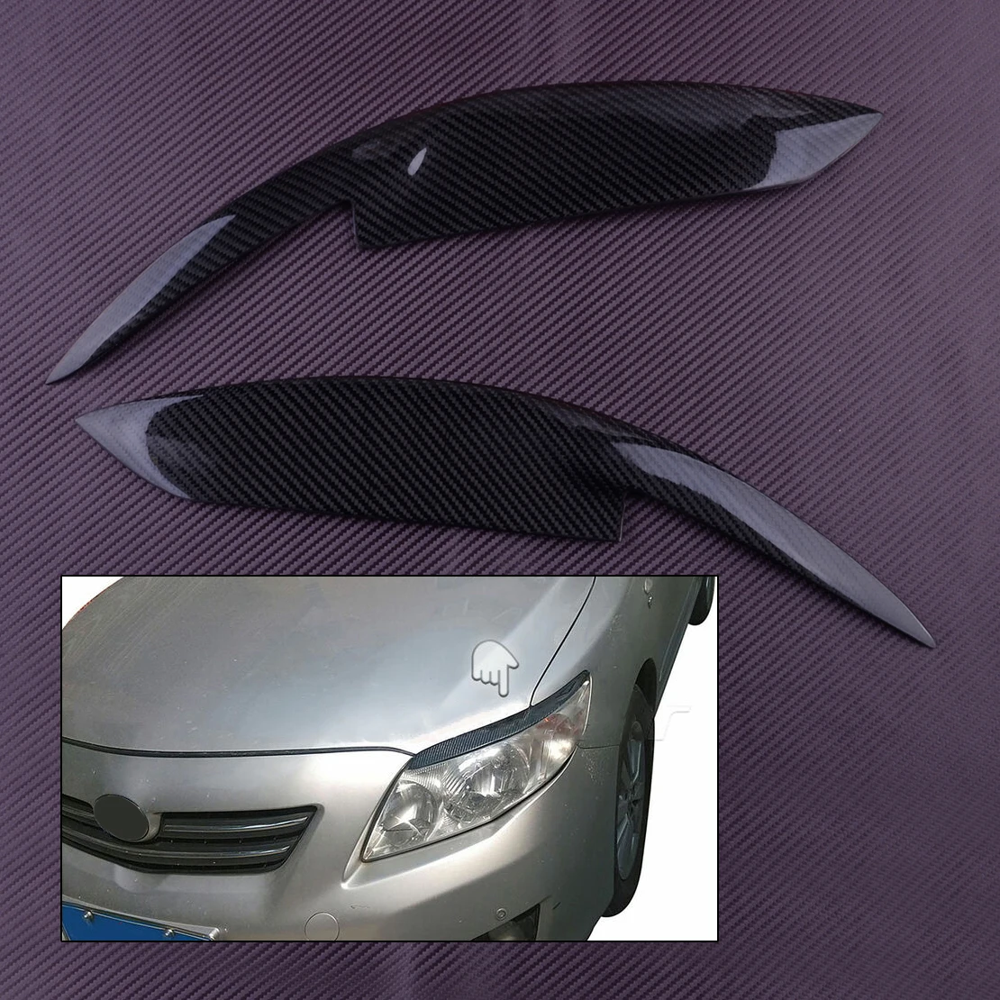 

1 пара, накладки на передние фары Toyota Corolla 2007 2008 2009