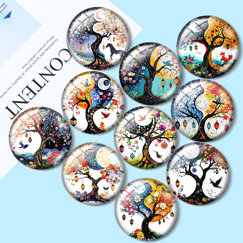 

Tree Of Life Animal Forest 12mm/16mm/18mm/20mm /30mm Round glass cabochon flat back Making findings for bracelets