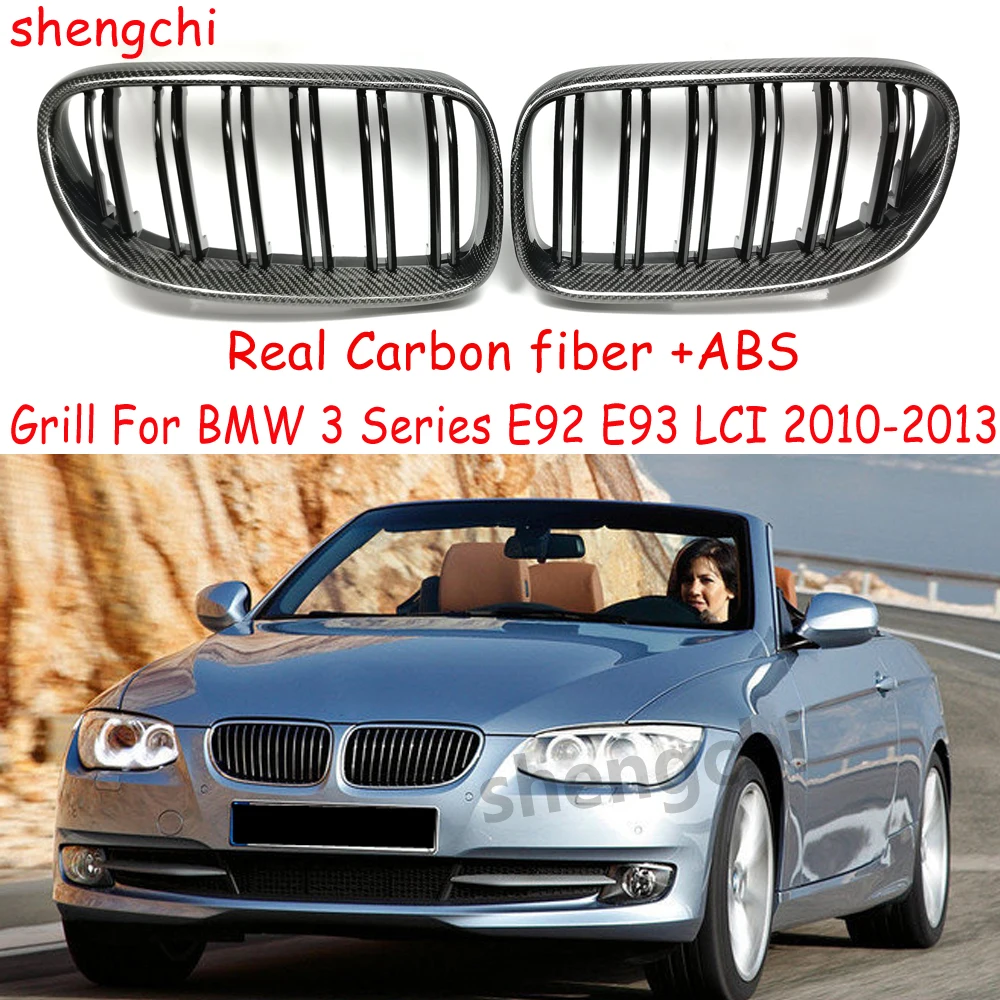 E92 E93 Lci Real Carbon fiber Front Bumper Grille For BMW 3 Series E92 Coupe E93 Convertible 316i 318i 320i 325i Grill 2010-2013