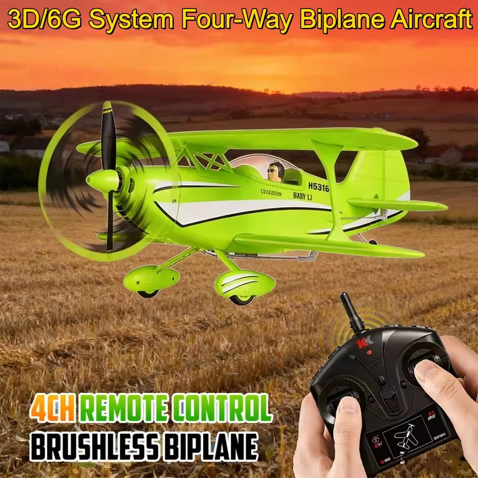 

Remote Controlled Aircraft Brushless 3D/6G System 6-Axis Gyroscope Dual Wings Four Channel Airplane Fixed Wing Gliding Toys