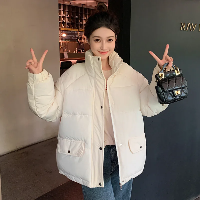 Winter Coat Candy Color Women Thick Warm Puffer Jacket Long Sleeve Parka Down Cotton Jacket Streetwear Korean Overcoat