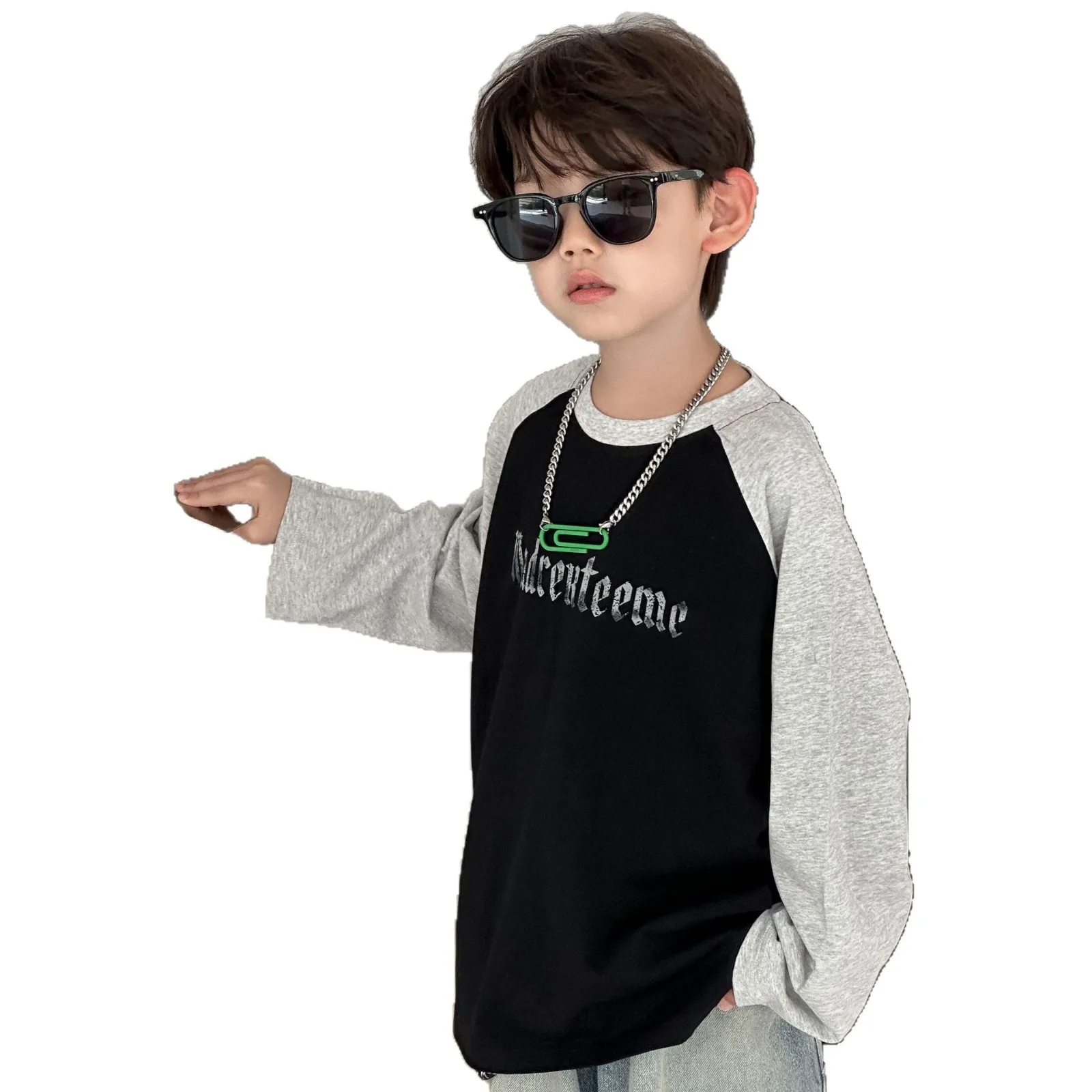 

Новая коллекция 2026: Детские футболки с длинным рукавом для мальчиков (весна-осень), 100% хлопок, модные повседневные мягкие топы для малышей и подростков