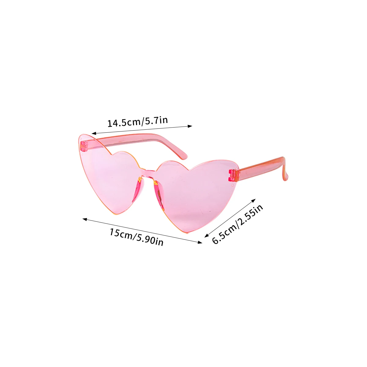 6-12pcs Heart Shaped Sunglasses Pink Rimless Fun Glasses for Hen Bachelor party Wedding Gift Girls Summer Traveling Photo Prop