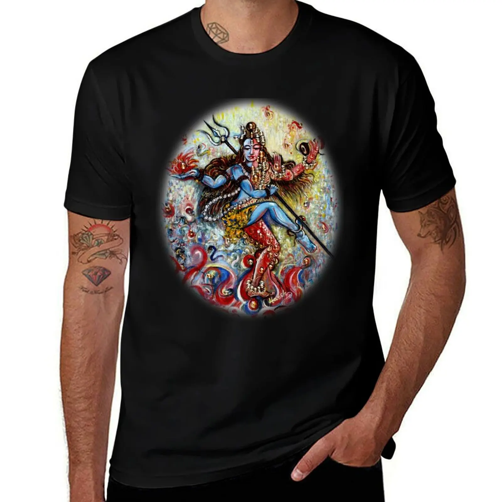 Shiv Shakti T-Shirt Simple Solid Color Crew Neck Tee