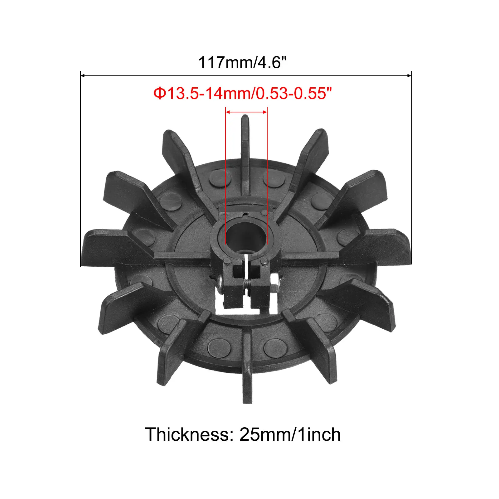 3pcs 12 Impeller Plastic Motor Fan Vane Heat Dissipation Vane Round Wheel 13.5-14mm Inner Dia Black for AC Motors