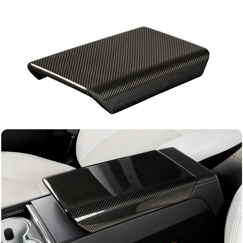 

Real Carbon Fiber For Tesla Model 3 Highland 2024 Center Console Armrest Box Cover Trim Interior Accessories