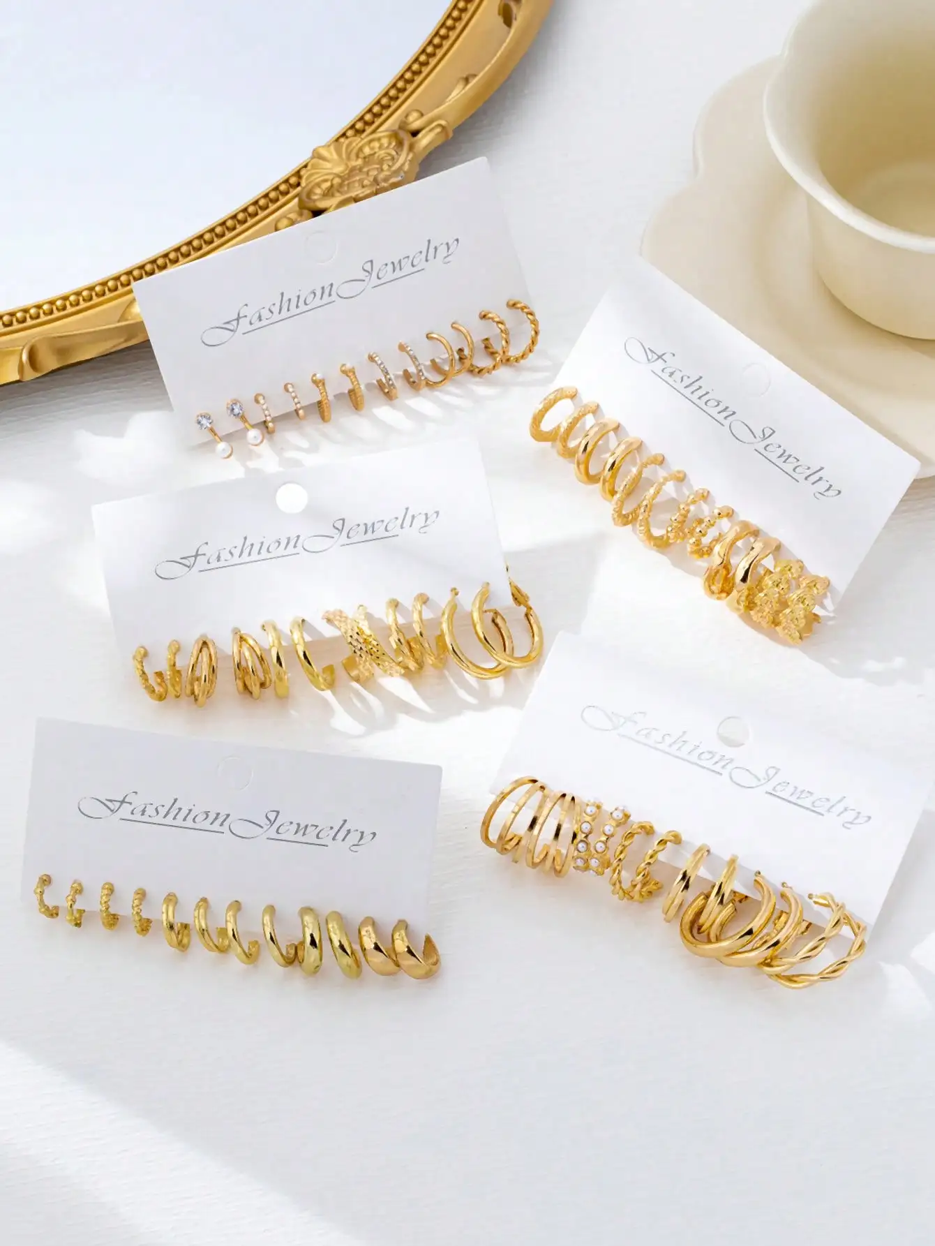 12/24/60pcs Vintage Punk Style Women Fashion Elegant Hoop Earrings Set, Bohemian Style - Versatile Daily Wear