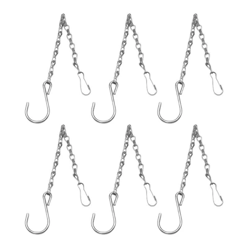 6Pcs Hanging Basket Chains Wind Chimes Hanging Hook Iron Plant Basket Hanging Chain Hook Garden Plant Hangers