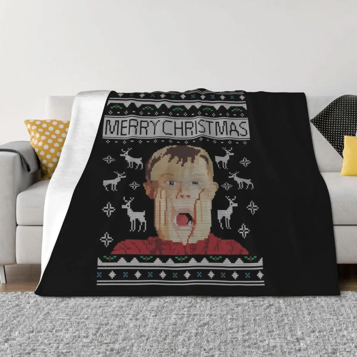 المنزل وحده تي شيرت المنزل وحده كيفن عيد الميلاد متماسكة رمي بطانية مضحك هدية بياضات السرير Vintage بطانيات هدية شخصية #2