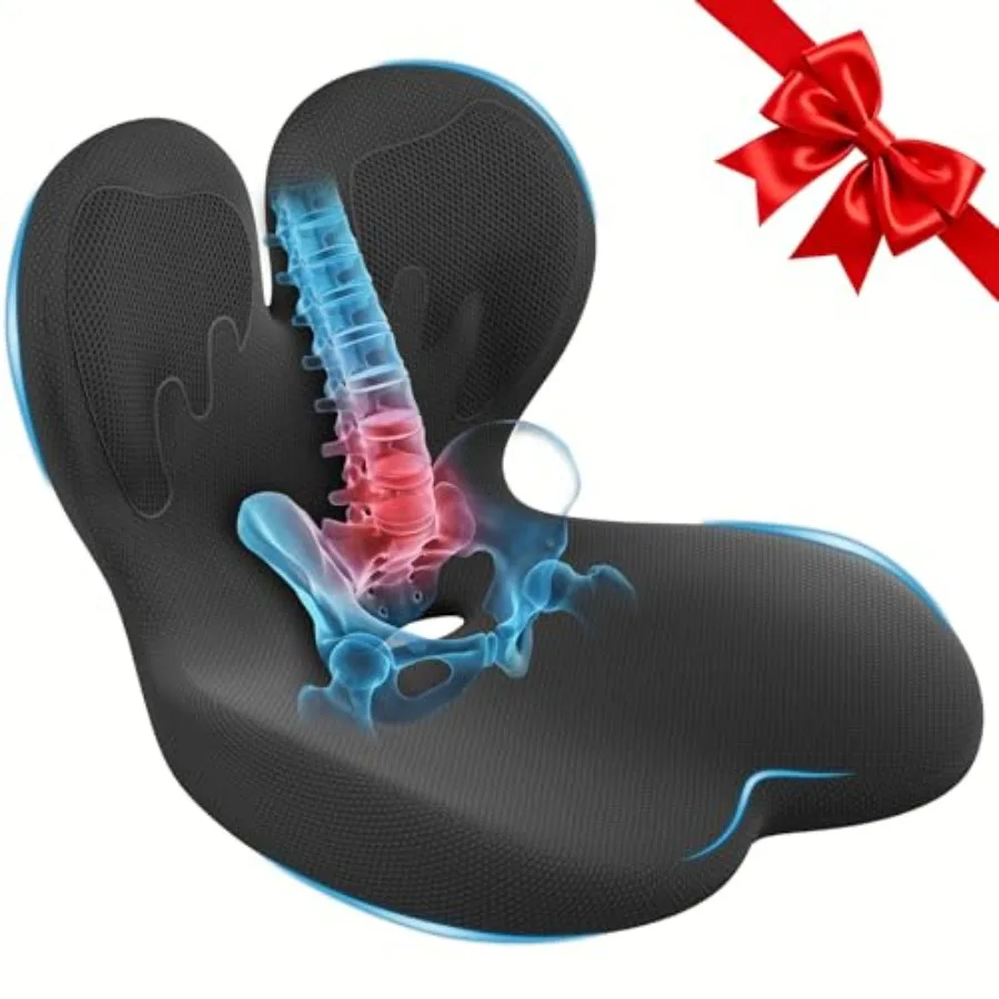 

Car Seat Cushion with Lumbar Support for Long Driving Truck RV, Ergonomic Memory Foam Office Chair Cushion for Sciatica, Tailbo