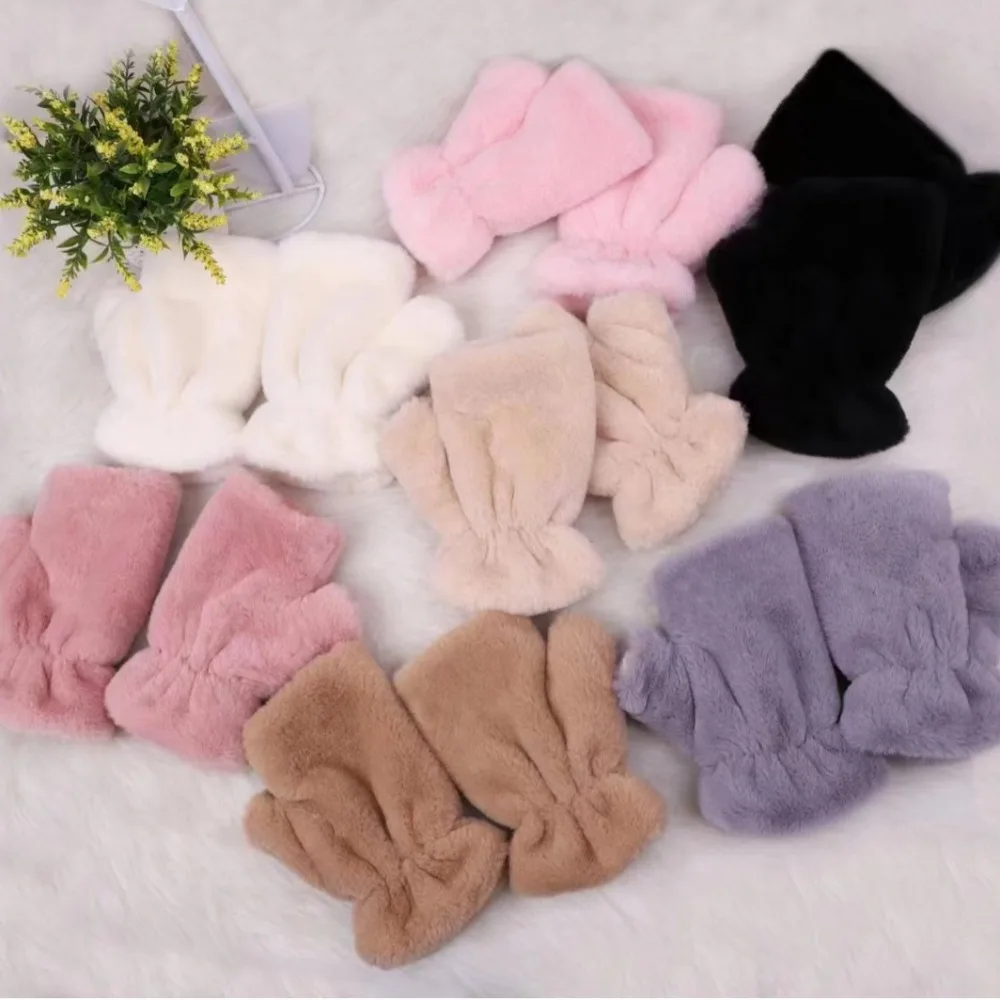 Fashion Solid Color Riding Gloves Windproof Thicken Thermal Gloves Cold Protection Warm Gloves Autumn Winter