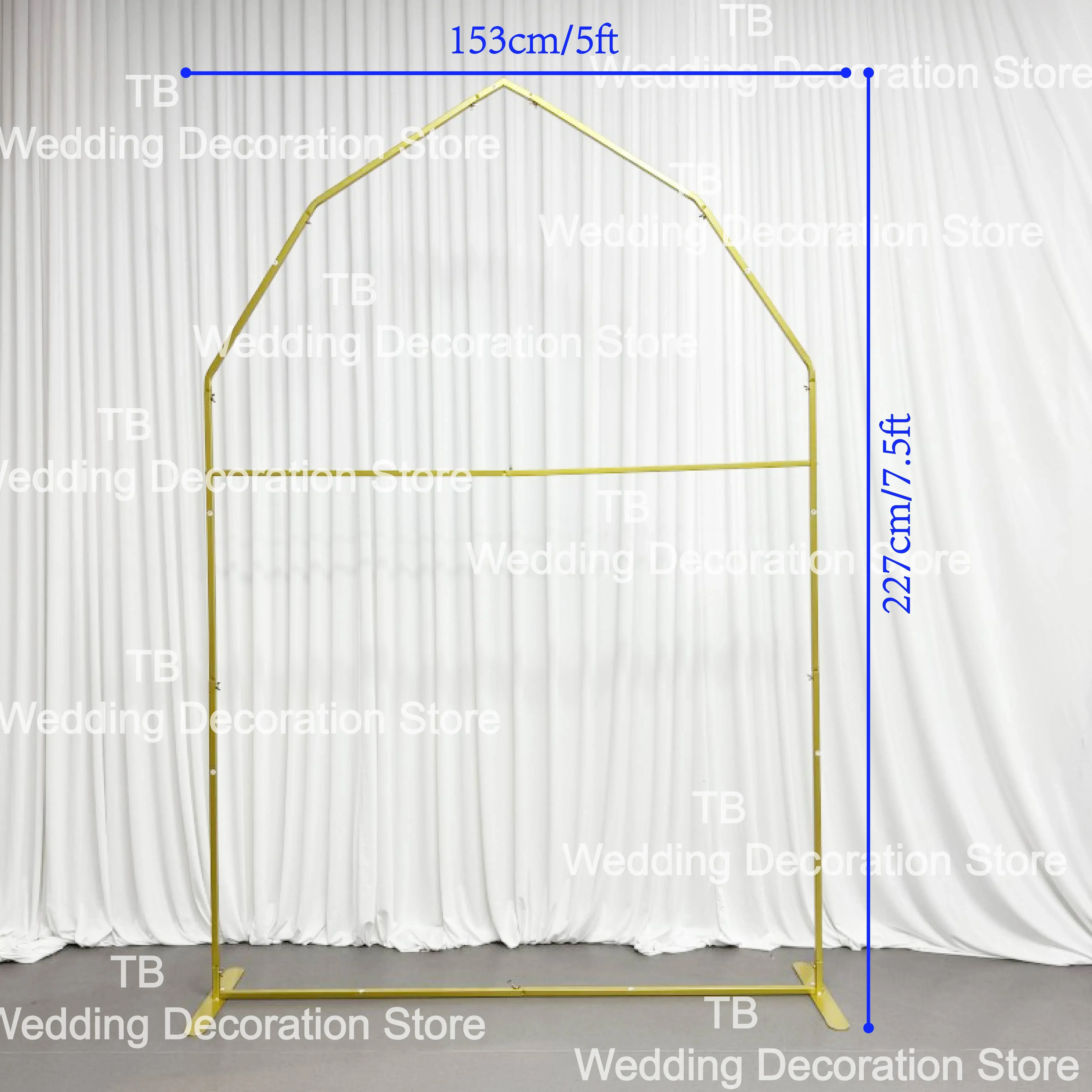 Kształt stodoły 5x7,5ft łukowy stojak złota metalowa rama na balony urodzinowe dekoracja tła rekwizyty 16mm rura metalowy uchwyt