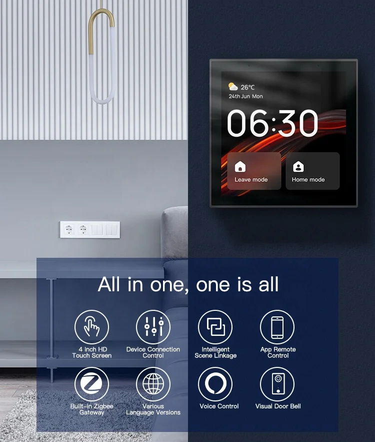 TLF 2025 nouveauté écran tactile 4 pouces système Zigbee pour maison intelligente avec fonction de commande vocale Alexa