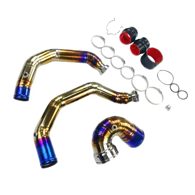 JTLD Performance Intake System for BMW S55 Engine F8X M2 M3 M4 Charge Pipe J Pipe Titanium Burnt Gold Pipe