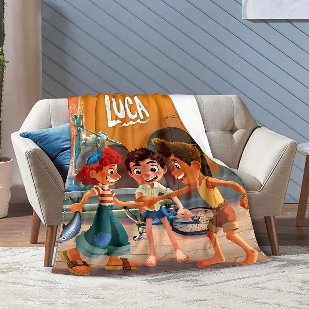 Disney Cartoon Luca Room Warming Decorative Blanket Comfortable Soft Portable Travel Picnic Blanket Gift for Family or Friends