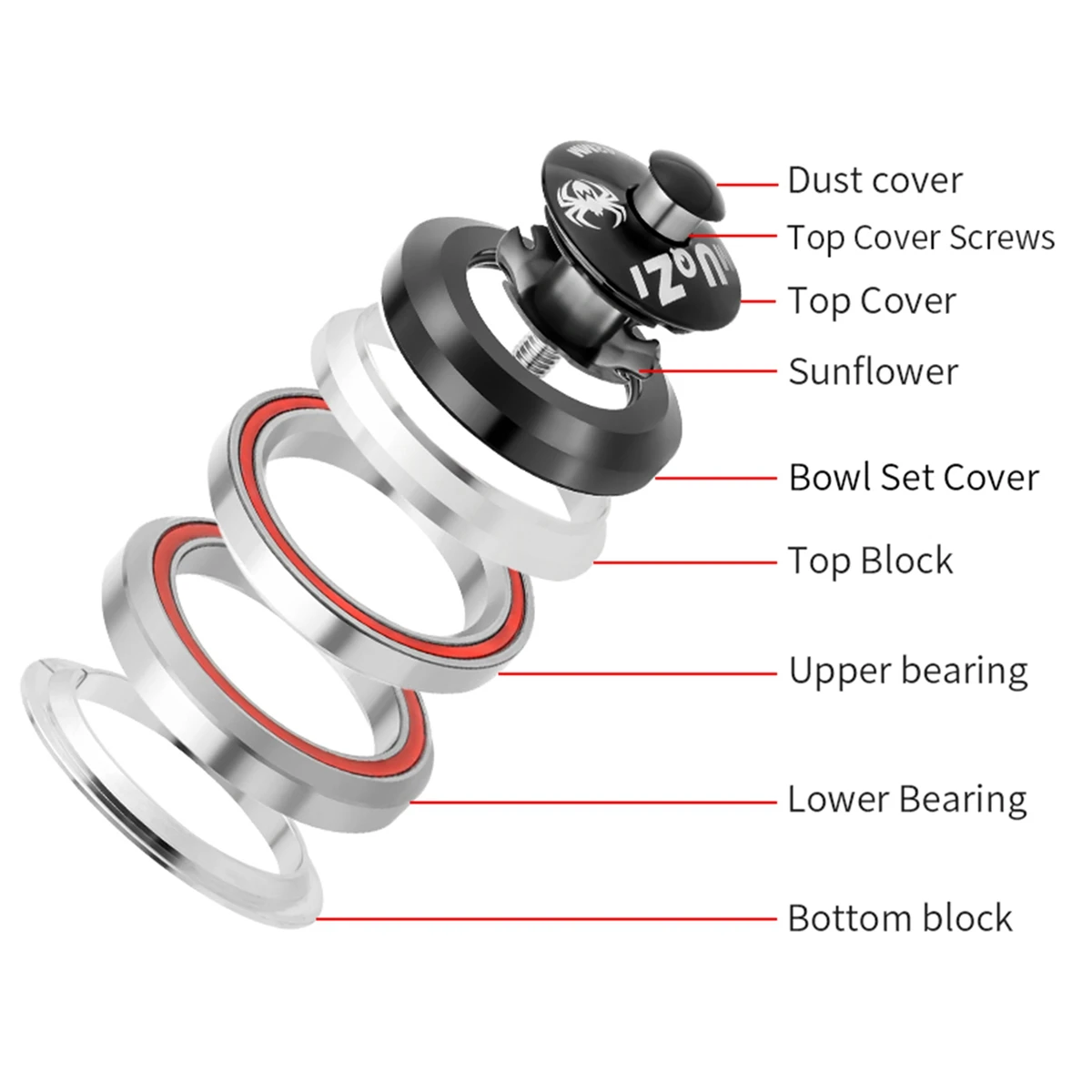 A74U MUQZI 42Mm MTB Road Bike Headset Double Bearing Semi-Integrated Headset for 1 1/8 Threadless 28.6Mm Straight Fork