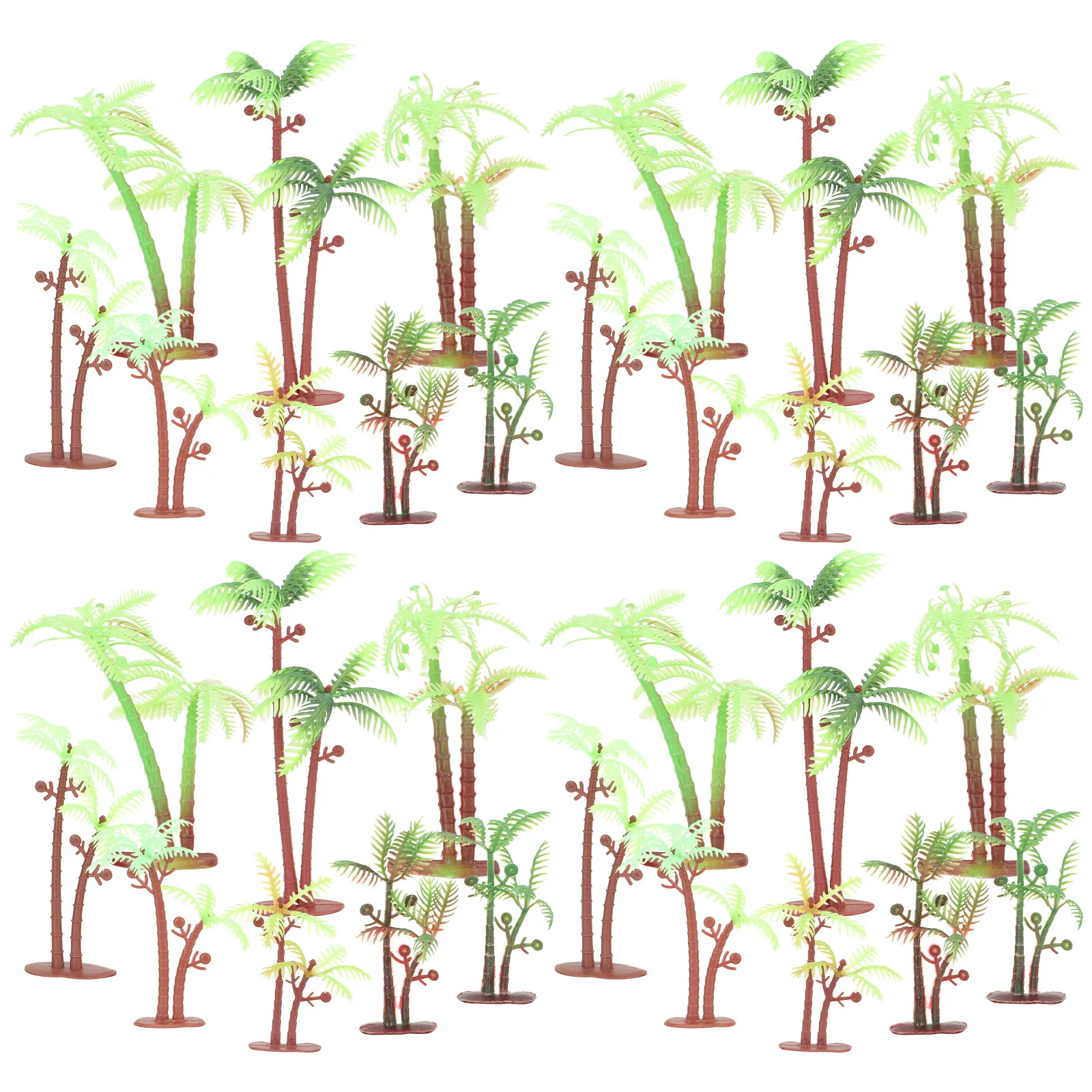 40Pcs Artificial Coconut Tree Decorations Tropical Plastic Plants for Aquarium Fish Tank Terrarium Crafts