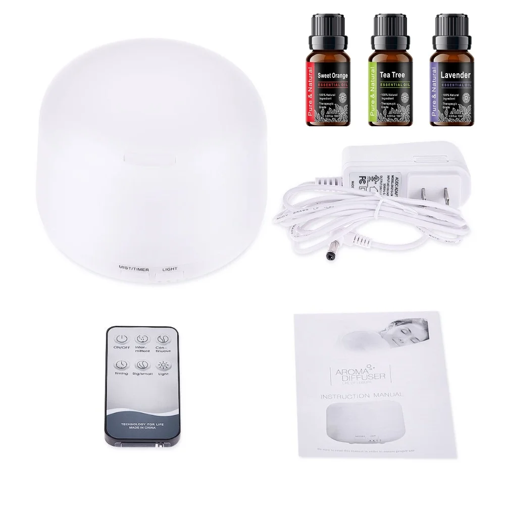 Diffusore di aromaterapia intelligente da 300 ml con LED a 7 colori e telecomando - Umidificatore di oli essenziali con 3 oli premium, nebbia automatica Mo